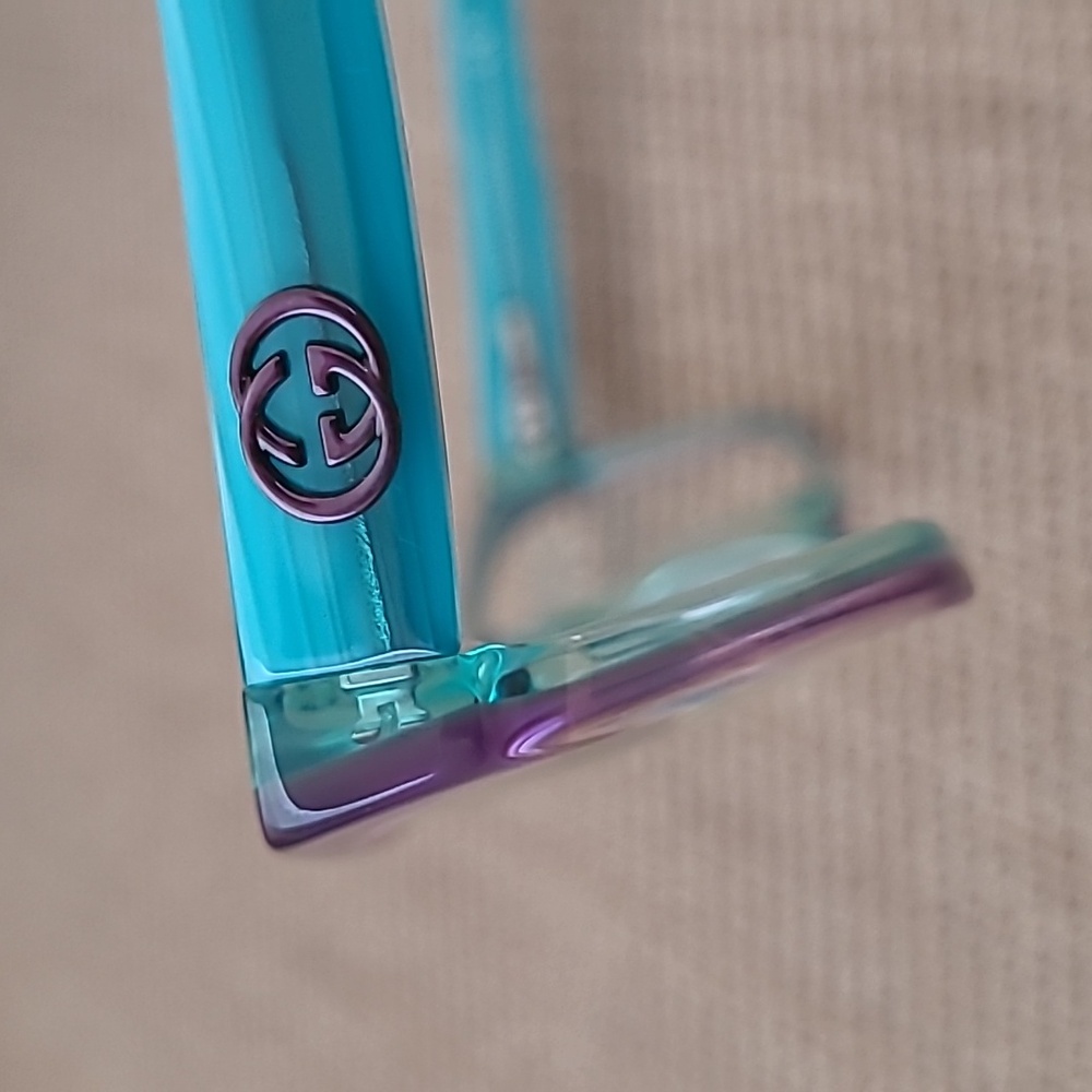 GUCCI TRANSLUCENT TEAL LAVENDER EYEGLASS FRAME - Picture 5 of 14